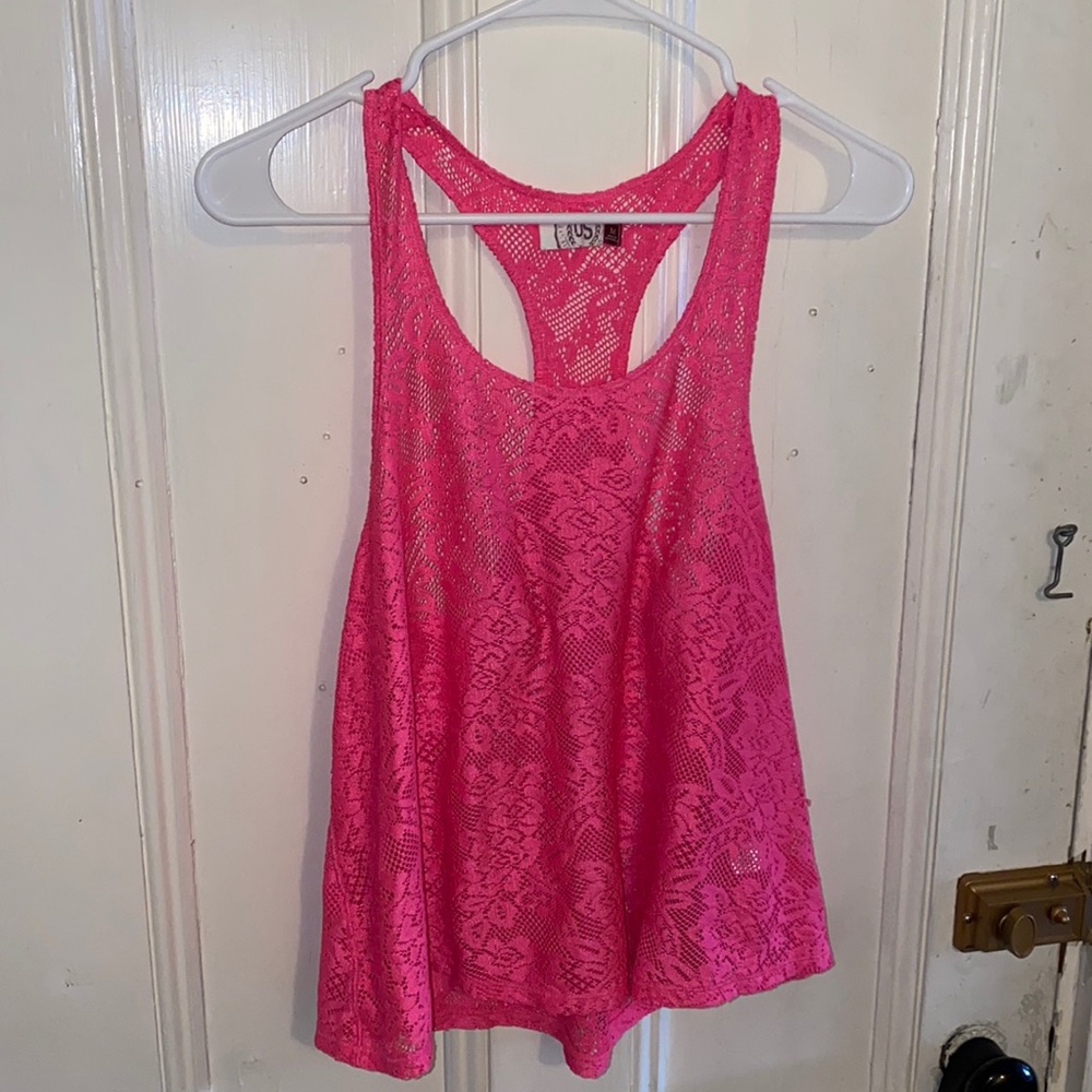 *PINK Floral See Through Racerback